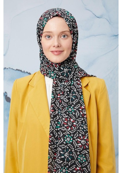 Fuşya Tomurcuk Desen Cotton Şal