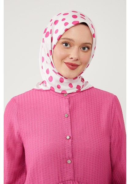 Fuşya Puantiye Desen Twill Digital Eşarp fiyatları