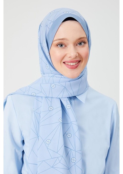 Mavi Geometrik Desen Violet Medine İpeği Şal fiyatları