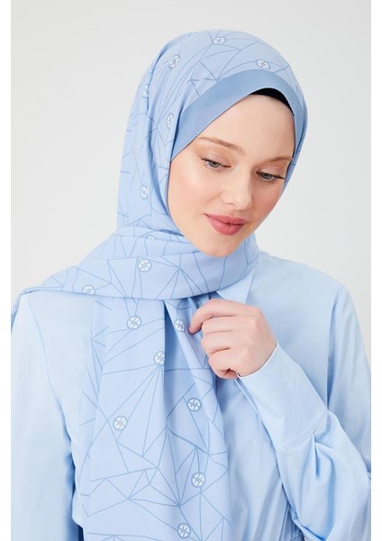 Mavi Geometrik Desen Violet Medine İpeği Şal modelleri