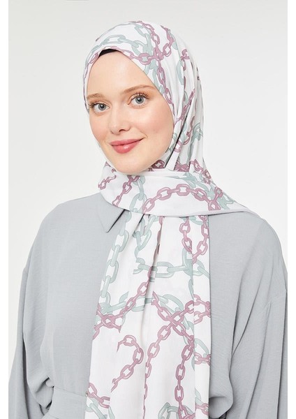 Çağla Yeşili Zincir Desen Mono Şal