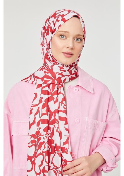 Bordo Yonca Desen Mono Şal