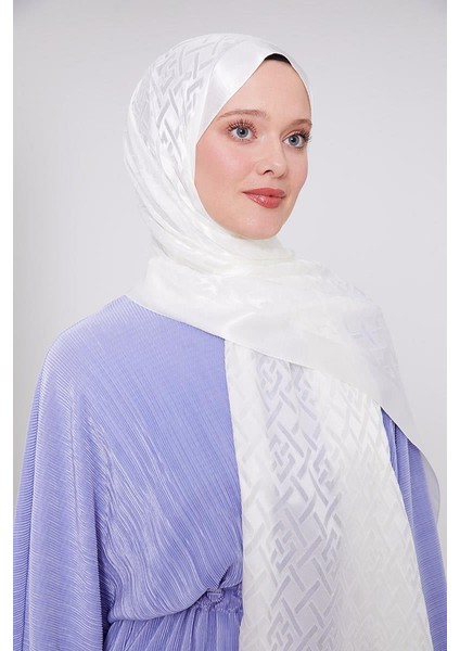 Beyaz Geometrik Desen Deluxe Devore Şal fırsatları