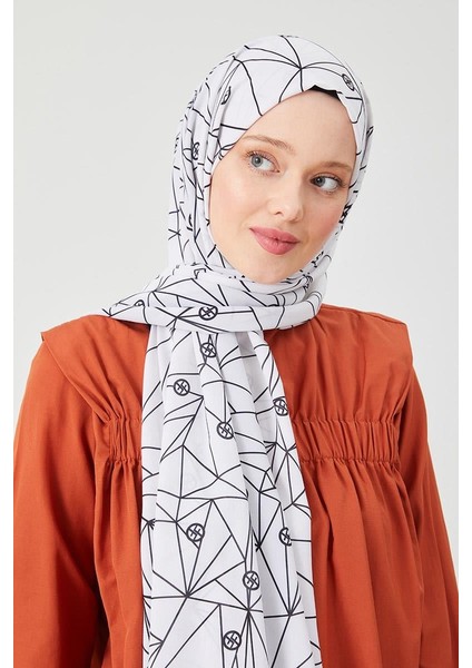 Siyah Geometrik Desen Violet Medine İpeği Şal modelleri