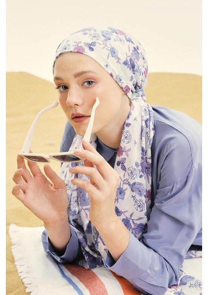 Menekşe Relax Büyük Çiçekli Şal