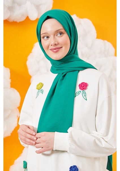 Açık Zümrüt Yeşili Pamuk Cazz Şal