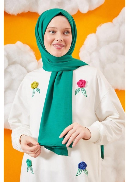 Açık Zümrüt Yeşili Pamuk Cazz Şal modelleri