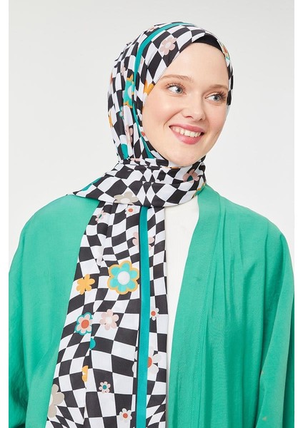 Siyah Çiçek Desen Mono Krep Şal fiyatları