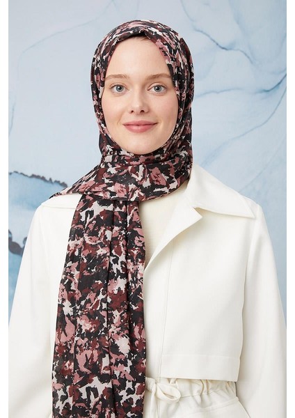 Pudra Suluboya Çiçek Desen Cotton Şal
