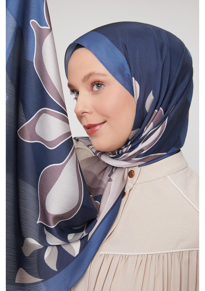 İndigo Soyut Çiçek Desen Brand Şal fırsatları