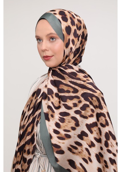 Yeşil Leopar Desen Brand Şal