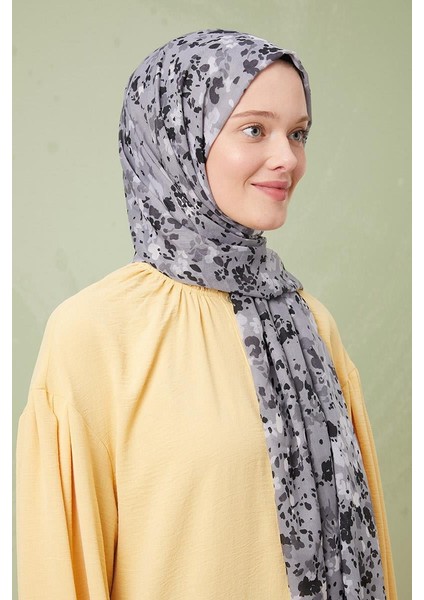 Gri Karışık Çiçek Desen Cotton Şal modelleri