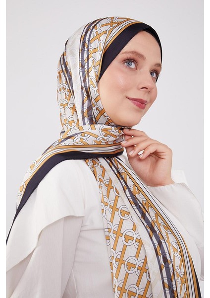 Siyah-Gold Şeritli Halka Desen Brand Şal fırsatları