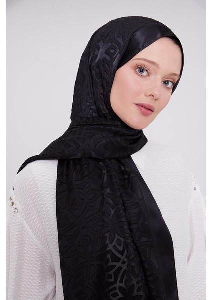 Siyah Büyük Çiçek Desenli Deluxe Devore Şal fırsatları