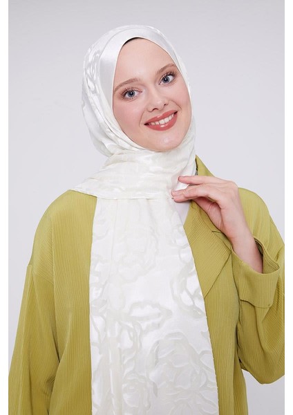 Beyaz Gül Desen Deluxe Devore Şal fiyatları