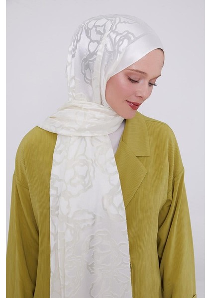 Beyaz Gül Desen Deluxe Devore Şal modelleri