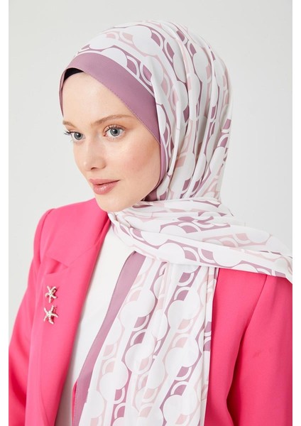 Gül Yuvarlak Desen Violet Medine İpeği Şal