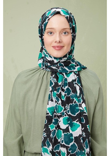 Yeşil Desenli Cotton Şal