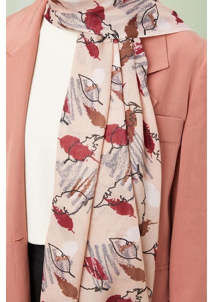 Kum Karışık Yaprak Desen Cotton Şal fırsatları