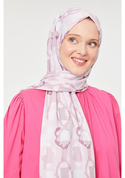 Pembe Üçgen Desen Mono Krep Şal