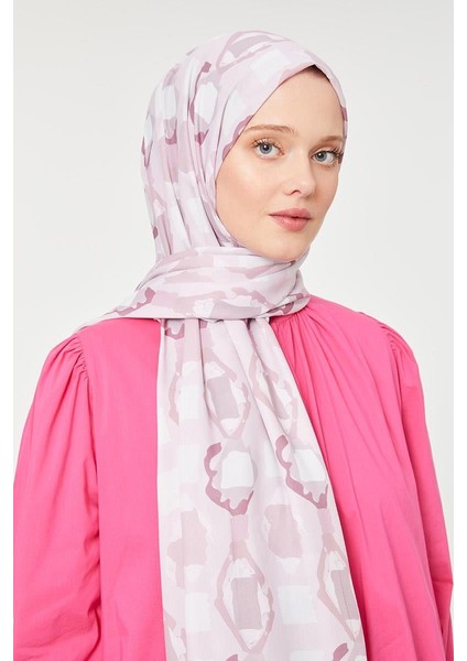 Pembe Üçgen Desen Mono Krep Şal fiyatları