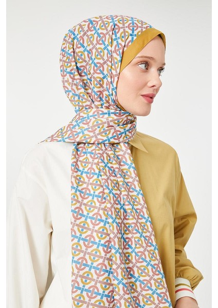 Safran Yuvarlak Desen Mono Krep Şal modelleri