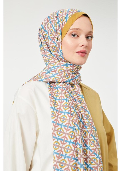 Safran Yuvarlak Desen Mono Krep Şal fırsatları