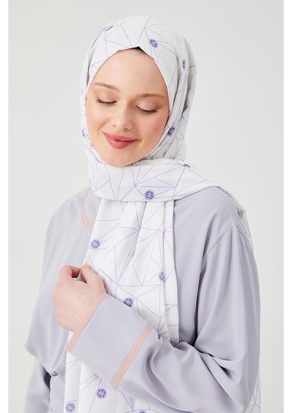 Lila Geometrik Desen Violet Medine İpeği Şal modelleri