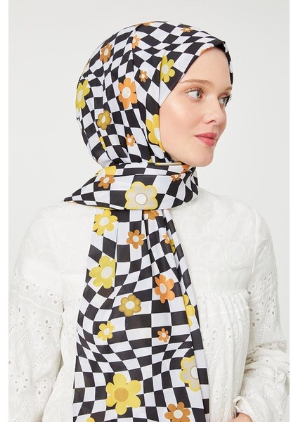 Safran Çiçek Desen Mono Krep Şal fırsatları