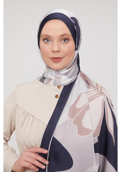 Lacivert Soyut Çiçek Desen Brand Şal fiyatları