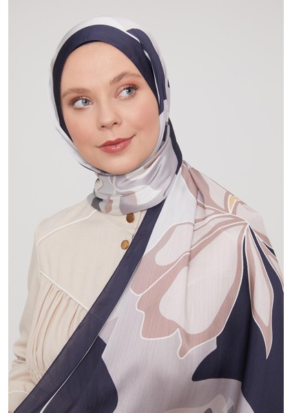 Lacivert Soyut Çiçek Desen Brand Şal modelleri
