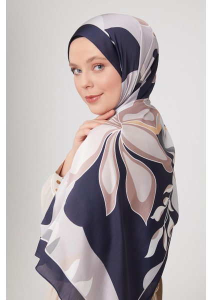 Lacivert Soyut Çiçek Desen Brand Şal fırsatları