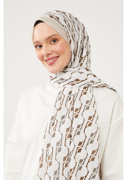 Haki Yuvarlak Desen Violet Medine İpeği Şal