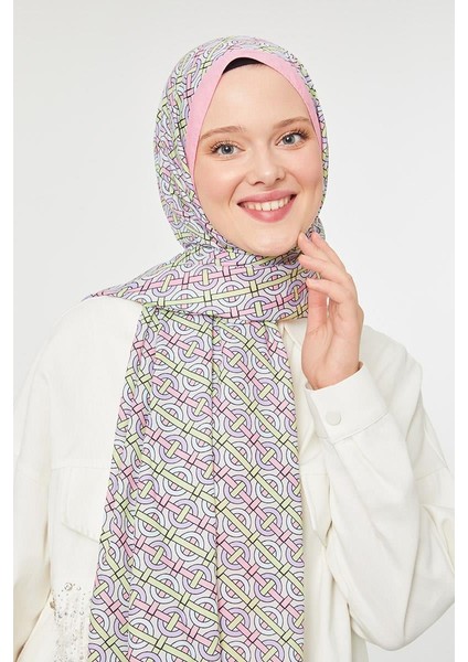 Şeker Pembe Yuvarlak Desen Mono Krep Şal