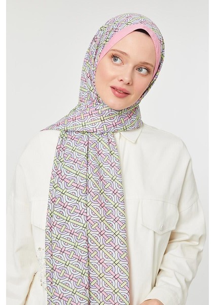Şeker Pembe Yuvarlak Desen Mono Krep Şal modelleri