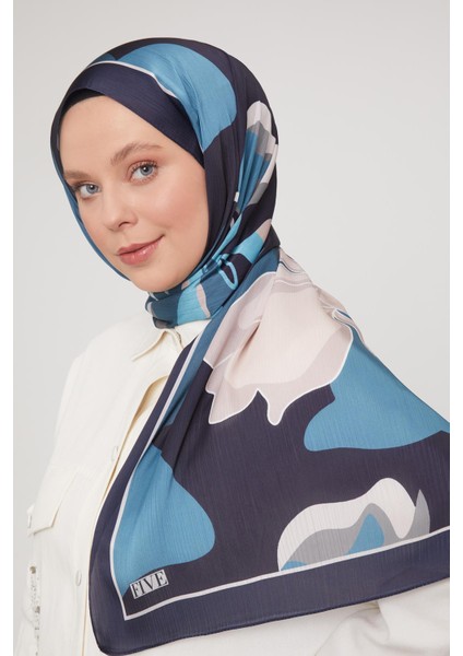 K.Lacivert Soyut Çiçek Desen Brand Şal fırsatları