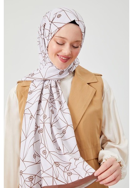 Çikolata Kahve Geometrik Desen Violet Medine İpeği Şal fiyatları