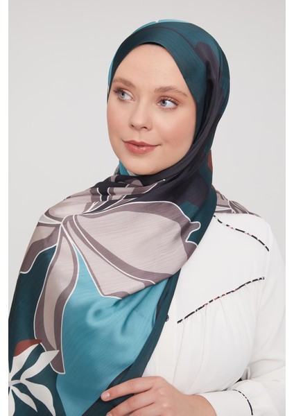 Zümrüt Soyut Çiçek Desen Brand Şal
