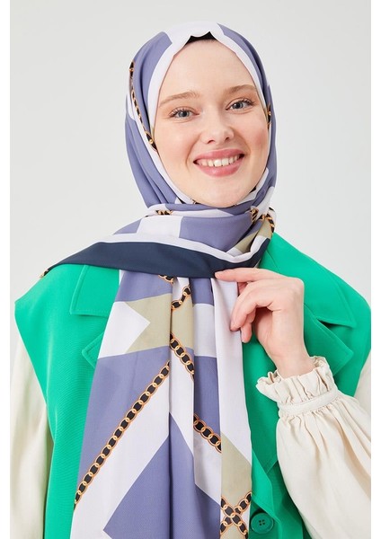 Lacivert Halka Desen Violet Medine İpeği Şal modelleri