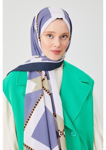 Lacivert Halka Desen Violet Medine İpeği Şal fırsatları