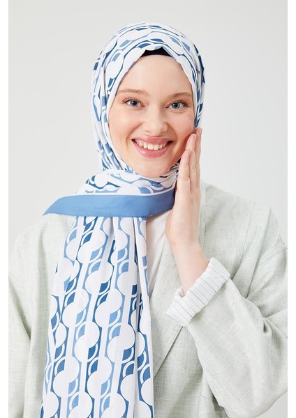 Mavi Yuvarlak Desen Violet Medine İpeği Şal modelleri