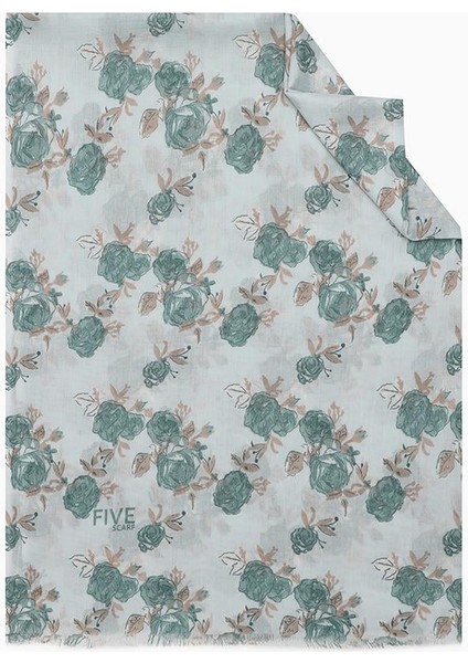 Yeşil Relax Büyük Çiçekli Şal