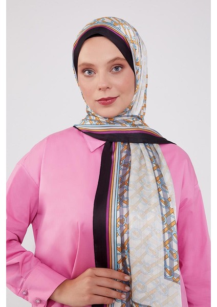 Siyah Şeritli Halka Desen Brand Şal modelleri