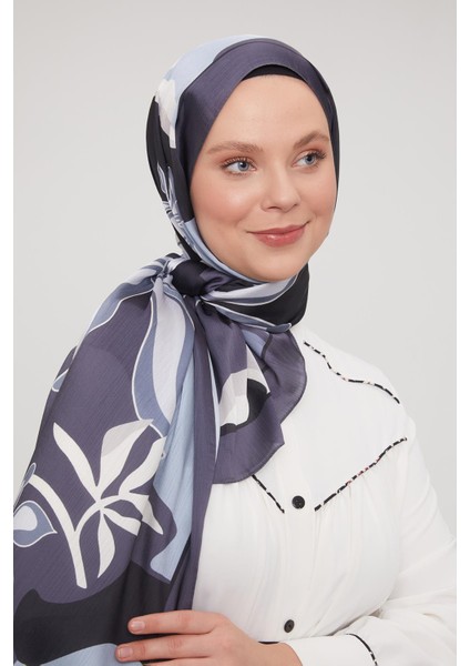 Antrasit Soyut Çiçek Desen Brand Şal