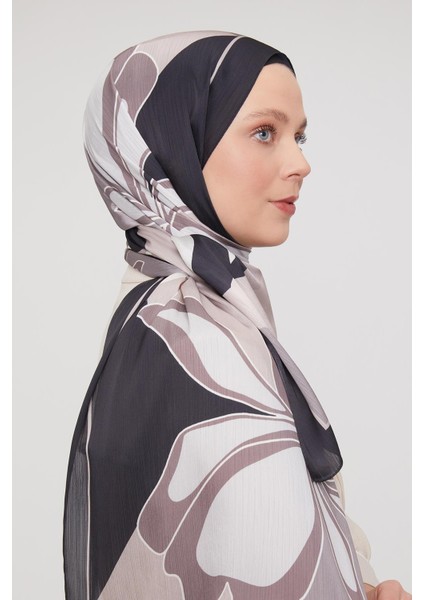 Siyah-Bej Soyut Çiçek Desen Brand Şal modelleri