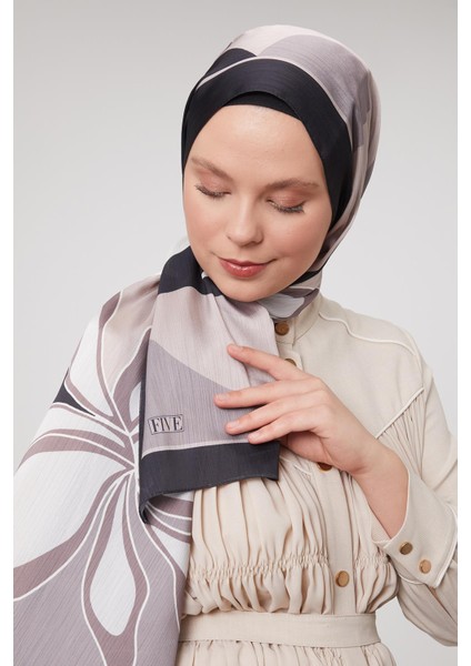 Siyah-Bej Soyut Çiçek Desen Brand Şal fırsatları