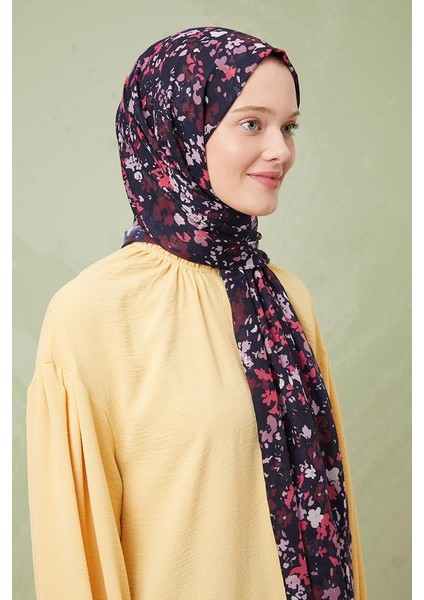 Patlıcan Moru Karışık Çiçek Desen Cotton Şal modelleri