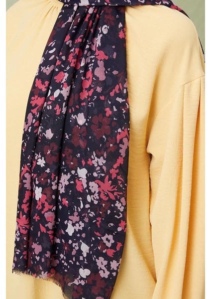 Patlıcan Moru Karışık Çiçek Desen Cotton Şal fırsatları