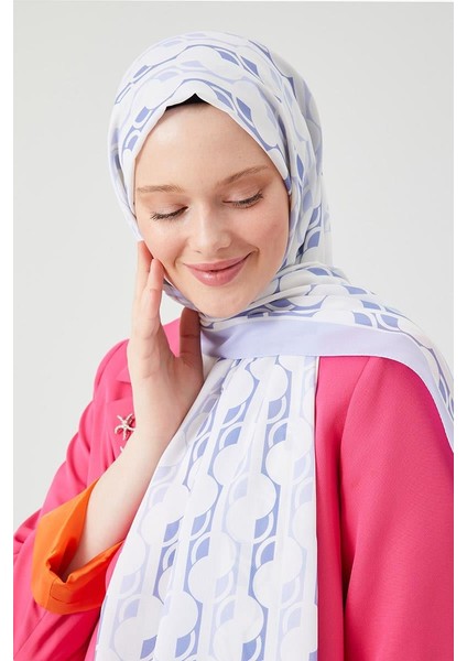 A.Lila Yuvarlak Desen Violet Medine İpeği Şal