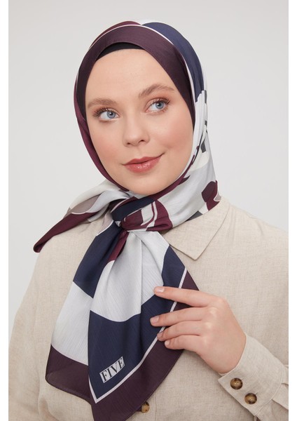 Vişne Soyut Çiçek Desen Brand Şal